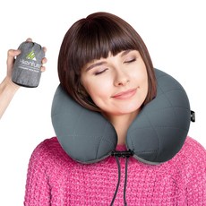 Hikenture [80g 넥 베개 초경량 컴팩트 수납] 커버 세탁 가능 사이즈 조절 가능 휴대 편리 비행기 자동차 신칸센 버스, 1개