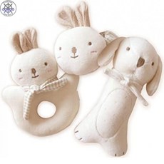 [ JOHN N TREE Organic ] JOHN N TREE 유기농 베이비 래틀 ((강아지 & 베이비 래틀 세트-3 종 세트)), One Color