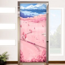 [천삼백케이] [꾸밈] ij700-벚꽃여행현관문시트지, 단품