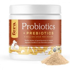 Fera Pet Organics 고양이 파우더 반려견과 반려묘를 위한 페라 펫 프로바이오틱스 수의사 제작 반려동물의 소화를 12가지 균주 프리바이오틱스 60스쿱 Q1649394, Probiotics, 72g, 1개