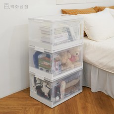 백화상점 접이식 투명 폴딩 리빙박스 수납 정리함 플라스틱 옷정리 소품 옷장 수납함, XL(88L), 1개