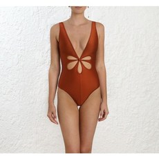  블루밍 가든 짐머 브라운 플라워컷 모노키니 