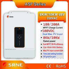 인버터 500V 22A ~ SRNE 충전 슬롯 최대 MPPT PV 전류 하이브리드 48V 10KW 태양광 타임 230VAC 듀얼, 1개