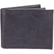 Levi 's 남성 RFID 보안 차단 여분의 용량 가죽 슬림 지갑 네이비 원 사이즈