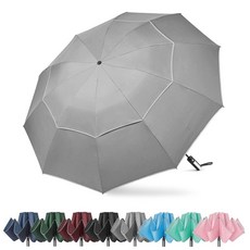 정품보장 G4Free 62 Inch Windproof Inverted Umbrella with Reflective Stripe Large Compact Reverse Golf fo, 회색, 1개