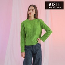 VISIT IN NEWYORK 케이블 크롭 스웨터(VWBLKE4)