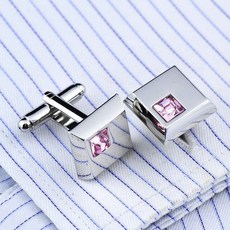 JHSL 스퀘어직사각형 남성 커프스 단추 퍼플 화이트 블랙 블루 레드 핑크 스톤 패션 주얼리 메탈 셔츠 파티 선물
