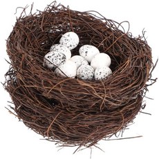 해피야미 12pcs 가정용 새 둥지 장식 닭 번식 정원 트리 부활절 공예 수제 가짜 달걀 모델 원목 파티 용품, 1개