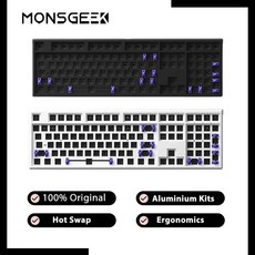 인체공학키보드 MONSGEEK 무선 알루미늄 합금 핫 스왑 기계식 게이밍 인체 공학적 PC 게이머 액세서리 노트북 MG108W, 없음, 없음, 2)White  No Switch Keycaps - gs108mx