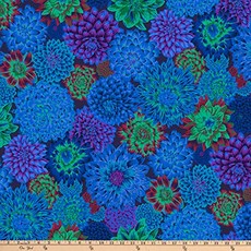 Kaffe Fassett 집단 춤 Dahlias 블루 패브릭 마당에 의해, 본상품, 본상품