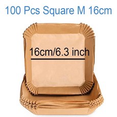 에어 프라이어 일회용 종이 라이너 붙지 않는 양피지 요리찜 바구, 6.100Pcs Square M6.., 1개