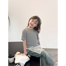 라파클럽 아동/주니어 브이넥 꽈배기 니트 조끼 상품 이미지