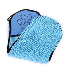 건조 고양이 목욕 타올 셔닐 편안한 애완 동물 극세사 경량 청소, 04 Blue, 1개