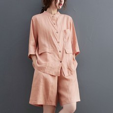 여름 여성 루즈핏 린넨 반바지 와이드 개량 한복 세트 시원한 캐주얼
