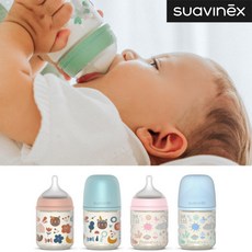 [스와비넥스] 메모리즈 안심 유리젖병 신생아용 120ml, 색상:포레스트 블루
