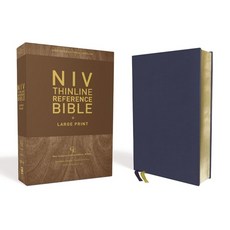 Niv Thinline Reference Bible Large Print Genuine Leather Buffalo Blue Red Letter Edition Comf... Leather, Zondervan, English, 9780310455981