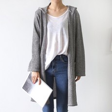 슬림핏 후드 데일리 골지 롱 가디건 ym24303