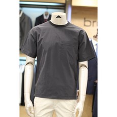 코오롱 브렌우드 23년 S/S 여름 아주편한 우븐 믹스 라운드 티셔츠 BRTAM651GYD [무료배송 상품]