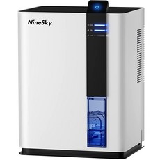 NineSky 가정용 제습기 2.5L88온스) 물탱크 욕실용 자동 꺼짐 기능이 있는 침실 5가지 색상 LED 조명, 하얀색