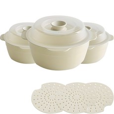 이지앤프리 스팀쿡 찜기 전자레인지 용기 650ml 소, 화이트, 3개 3개, 화이트