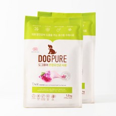  도그퓨어 위장건강 혼합유산균 애견사료 3kg, 오리, 1.5kg, 2개 