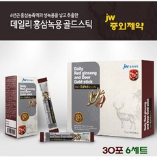 중외제약 6년근 홍삼 녹용 농축액 진액 엑기스 즙 원액 생녹용 사철쑥 숙지황 천궁 마카 짜먹는홍삼 스틱 피로 기력 원기 회복 수험생 중년 직장인 부모님 건강 명절 생신 홍삼선물세트 데일리홍삼녹용골드스틱, 6set, 10g*30포