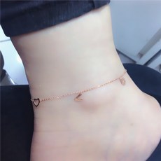 굿팀 쥬얼 아내 순 러시아 585 보라색 골드 블링 LOVE 이니셜 발찌 14K 로즈 스타일리쉬