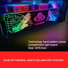 쿨러 호환 Coolmoon-RGB 라이트 보드 전원 공급 장치 빈 사이드 패널 그래픽 카드 브라켓 RGB 색상 변경 LED, 30cm