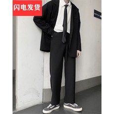 DUBBINJONES 캐 주 얼 슈트 한 벌 코 디 수 트 코트 남자 한국 판 렌 드 반 복 얇 은 양복 정장 + 셔츠 넥타이 M