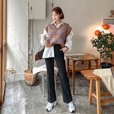 달리샵 로엘체크 니트 베스트