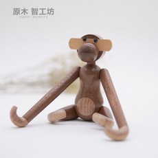 원숭이목각 워크숍 로그 장식품 오리 새, 작은 원숭이