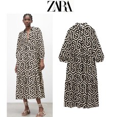 미적격자 프린팅 ZARA 자라 여성 원피스 상품 이미지