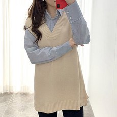 핑예 오버 루즈핏 브이넥 니트 조끼