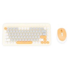 무선 키보드 마우스 콤보 원형 키캡 1600 DPI 인체 공학적 디자인 PC 컴퓨터 노트북 액세서리 4G, Yellow