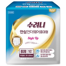 수려니 프리미엄 안심 언더웨어 중대형 (팩수 선택) 스타일업 릴리프 성인용기저귀, 4개, 10매입