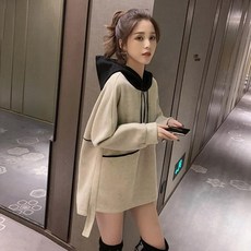 슬랙스 팬츠 루즈핏 키큰여자맨투맨 유행 INS트렌드 봄가을 겨울 긴 소매 모직코트 후드 톱