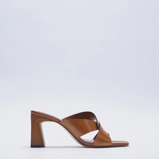 ZARA 자라 블랙 소가죽 하이힐 샌들 슬리퍼 8cm