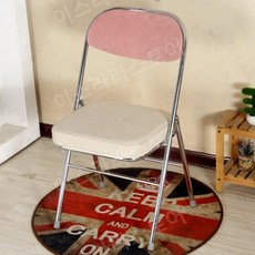 이스라라 접이식 의자 간의 카페 디자인 철제 폴딩체어, 화이트와 파우더 코듀로이 - 접이식의자, 1개