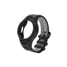 갤럭시워치6 5 4 44MM 호환 일체형 투톤 케이스+스트랩 스포츠형 방수밴드 2IN1, 40MM, 블랙그레이, 1개