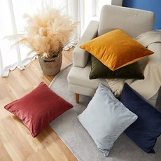 [로라애슐리] 베이직 벨벳 로고 자수 사각 쿠션 50X50