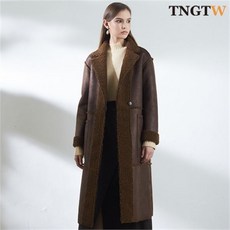 TNGTW 아웃포켓 코트형 페이크 레더 롱 무스탕