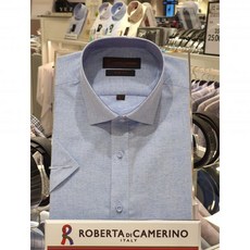 로베르따 남성셔츠 반팔 TTC카치온 솔리드 멜란지블루 슬림핏셔츠 RM24522 백화점 아울렛 (4216056)