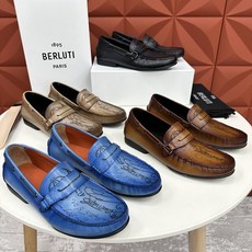 Berluti EdenScritto SS24 남성 수제 문신 송아지 가죽 문색 페달 르푸슈즈 비즈니스 캐주얼화 4 배색 - 벨루티구두