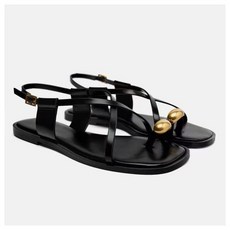 ZARA 자라 메탈릭 디테일 스트랩 플랫 샌들