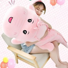 동물 고양이바디필로우 성인애착인형 사탕베개 롱쿠션커버 공룡 봉제 장난감 잠자는 베개 큰, 핑크 공룡 베개 뚱뚱한 버전, 0.8미터 신상품 체험 선물가방, 1개