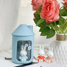 Miffy 미피 가습기 2세대 듀얼 분무 가습량 증가 무드등 무소음 미니 가습기 USB 미니 신생아 가습기 선물, 블루, 블루