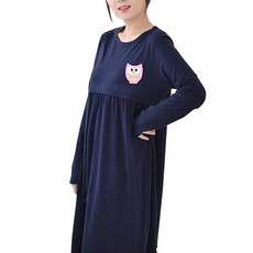 마더라이크 긴팔 부엉이 패치 수유 원피스