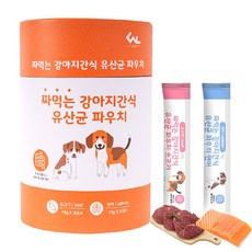 씨엔앨라이프 짜먹는 강아지간식 유산균 파우치 15g 소고기 30p + 연어 30p, 강아지유산균간식 15g  소고기 30p + 연어 30p - 하루올데이강아지간식인기