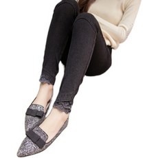 해외 임산부 겨울 패션 레이스 패치 기모 데님-22067