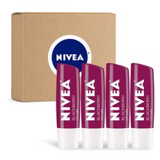 NIVEA 니베아 블랙베리 립 케어 스틱 립밤 0.17oz(4.8g) 4팩 Blackberry Tinted Lip Care Stick, 1개, 1